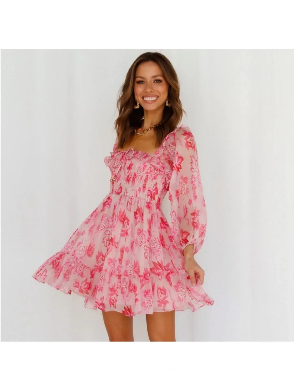 Hello Molly - Aura Check Dress Pink NWOT